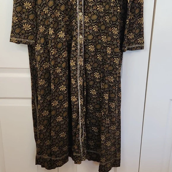 Natural Life Christa Knit Cotton Maxi Dress Black Tan Daisies Size XL - Picture 4 of 14